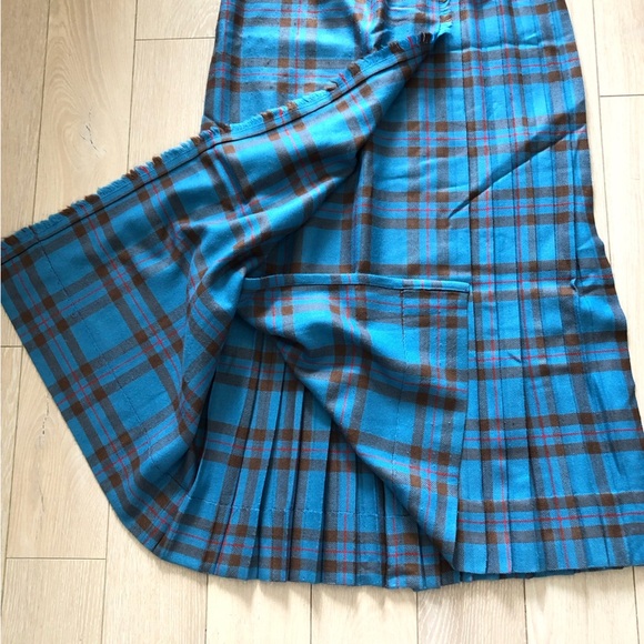 Vintage Original Scottish Tweed by Moffat Weavers Tartan Wrap Kilt in Blue - Picture 7 of 9